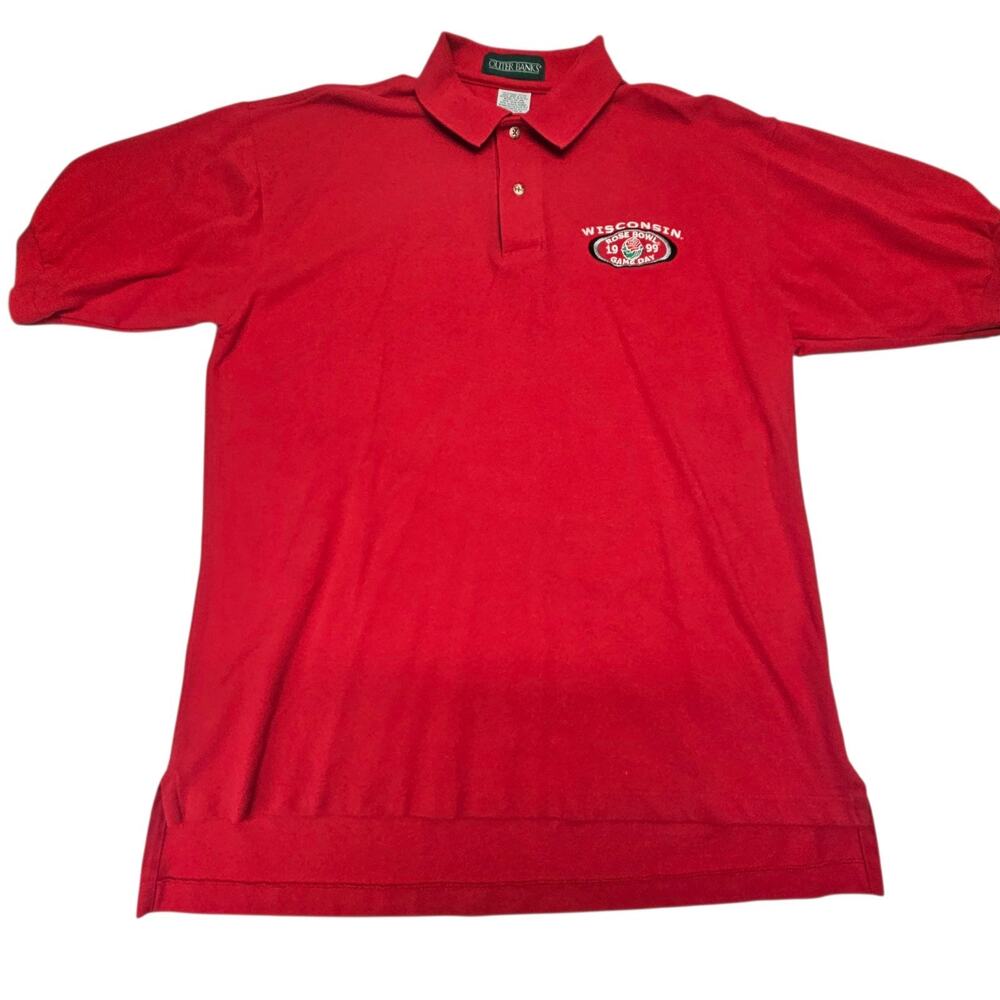 Vintage 1999 Wisconsin Badgers Rose Bowl Polo Shirt Red Game Day Football Large
